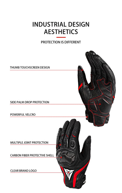 Motorcycle Gloves Leather Breathable With Reinforced Protection