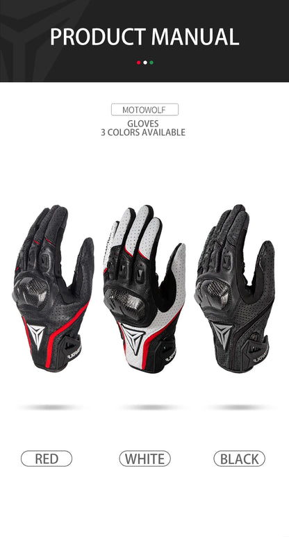 Motorcycle Gloves Leather Breathable With Reinforced Protection