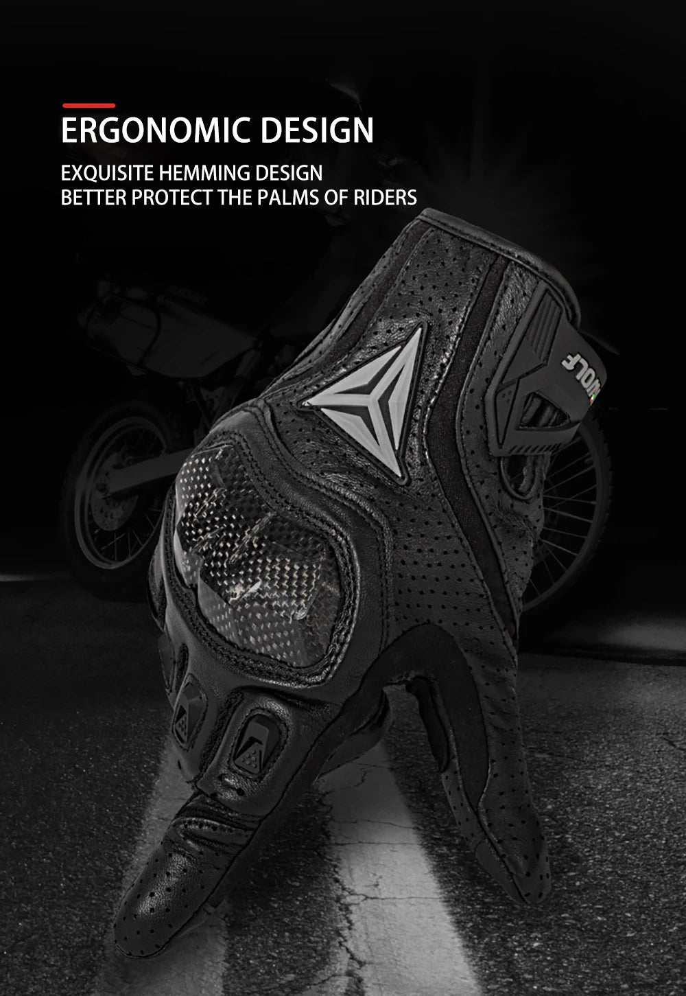 Motorcycle Gloves Leather Breathable With Reinforced Protection