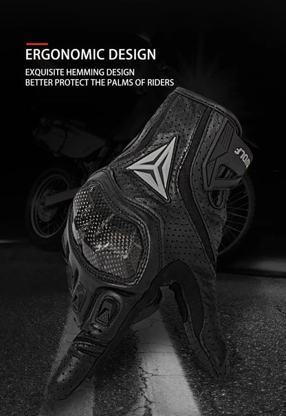 Motorcycle Gloves Leather Breathable With Reinforced Protection