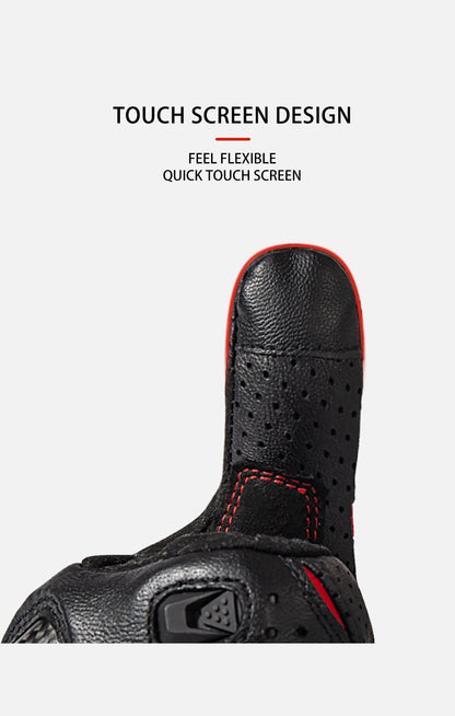 Motorcycle Gloves Leather Breathable With Reinforced Protection